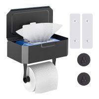 Toilet Paper Holder Without Drilling Toilet Paper Holder Toilet Paper Holder with Wet Wipe Box, Shelf, Kitchen Roll Holder for Bathroom