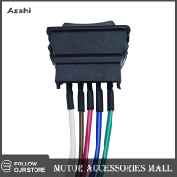 Asahi Motor สวิตช์กระจกไฟฟ้ารถยนต์สีดำ12นิ้วสำหรับ24โวลต์พร้อมโคมไฟพลาสติก5Pin แบบสากลสำหรับรถยนต์