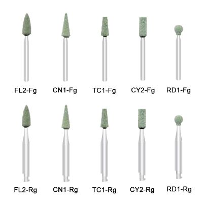 5Pcs/Set Dental Green Stone Burs For Grind Ceramics Precious Metal Polisher Dental Supplies