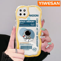 YIWESAN เคสสำหรับ Realme C21Y เคส C25Y สวยทันสมัยลายอวกาศนักบินอวกาศสีสันสดใสขอบคลื่นเนื้อครีมเคสซิลิโคนใสกันกระแทก