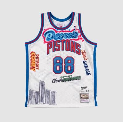 Top-quality Hot Sale 2020 BIG SEAN X Detroit Pistons 88 Mitchell Ness Joint Edition White Hardwood Classics Jersey