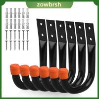 ZOWBRSH 6pcs ทนทานสำหรับงานหนัก ตะขอเก็บของ จิตจิตจิต ที่แขวนจักรยาน ตะขอติดผนัง ของใหม่ กันลื่น ตะขอแขวนจักรยาน ที่จัดเก็บโรงรถ