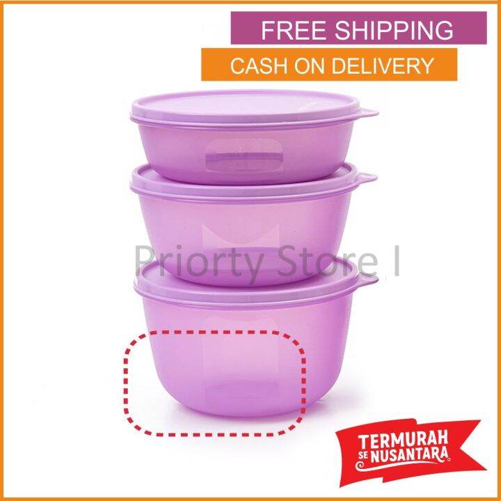 Tupperware Modular Bowl 3 Ukuran 1L 1.5L 2L Tupperware Tempat Makan ...