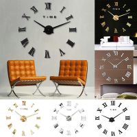 DIY 3D Wall Clock Roman Numerals Large Mirrors Surface Luxury Big Art Clock Living Room Bedroom Home Decoration Large Mute Mural