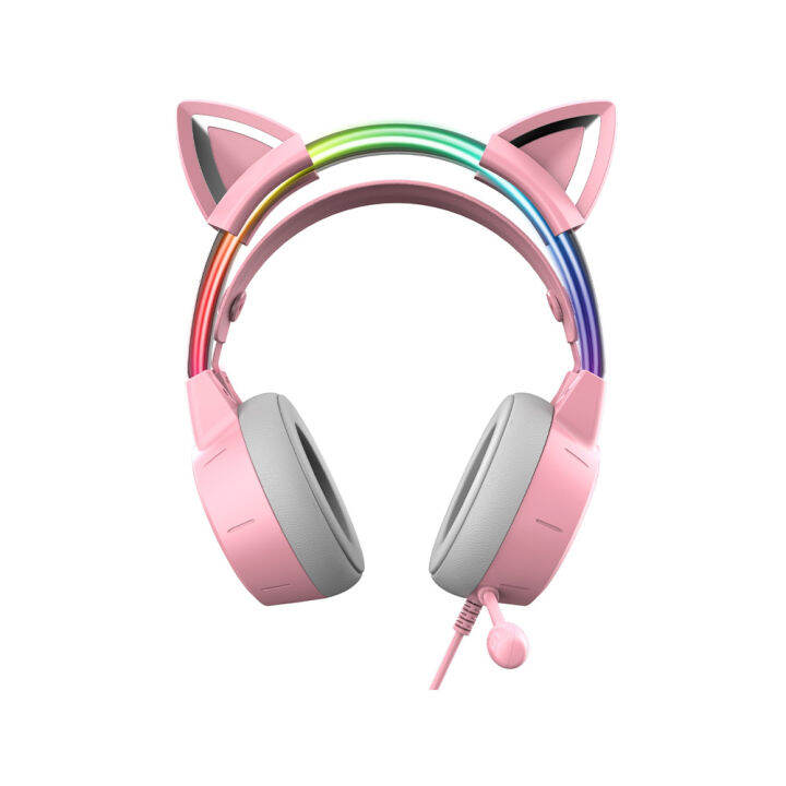 หูฟังเกมมิ่ง-onikuma-gaming-headset-x15-pro-rgb-3-5-cat-ear-pink-black