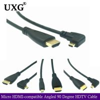 Micro HDMI-compatible Left Right Angled 90 Degree Micro HDTV To HD Cable For Digital Camera And Phones Tablets 50cm 150cm 200cm