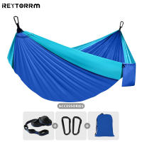 260X140ซม. น้ำหนักเบา Double Person Camping Hammock สำหรับ Outdoor Beach Backpacking Travel เดินป่าแบบพกพา Parachute Nylon Hammock