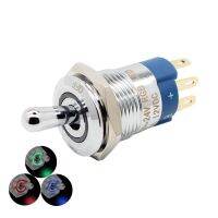 （1 Pack）16mm IP67 Pre-Wired ON Off 6Pins Lighted Waterproof 12V Marine Push Button Toggle Switch With Red Green Blue LED For Car Electrical Circuitry