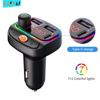 Car Bluetooth 5.0 Transmitter Wireless Mp3 Player Handsfree Audio Receiver Ambient Light FM Transmitter Type-C 3.1A Quick Charge