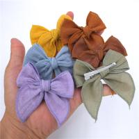 2 PCS Mini Fable Bow Hair Clips for Toddler Baby Girls Cotton Linen Hair Bows Barrettes Kids Hairbow Accessories Hairgrips Hair Accessories