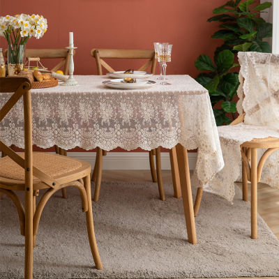 （HOT) ฝรั่งเศสโรแมนติกลูกไม้สีขาวปักสี่เหลี่ยมผ้าปูโต๊ะผ้าคลุมตกแต่งงานแต่งงานพื้นหลังถ่ายภาพ