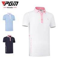 PGM Girls Golf Short Sleeve T-Shirt Summer Sports Fabric Comfortable Against The Skin Wear for Kids YF594