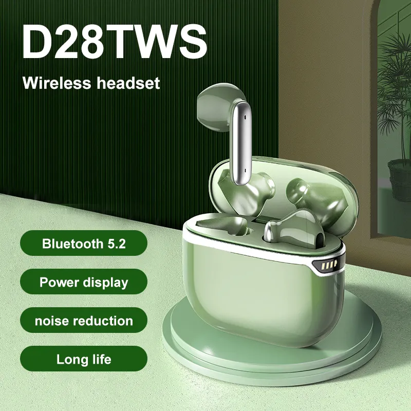D28 TWS Headphone Nirkabel Bluetooth 5.2+Earphone EDR Reduksi Noise Aktif  Kualitas Suara HiFi Setengah In-Ear | Lazada Indonesia