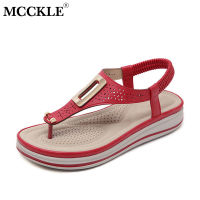 MCCKLE Woman Retro Sandals Women Flip Flops Female Hook Loop Thong Beach Shoes Casual Flat Ladies Sewing Outside Sandals Summer