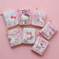 กระเป๋าสตางค์ Sanrio Hello Kitty ขนาดเล็กลายกระเป๋าซิป Pu น่ารักสำหรับนักเรียน Mymelody แบบใหม่ขายดีบัตรมหาวิทยาลัยกระเป๋าสตางค์ใบสั้น