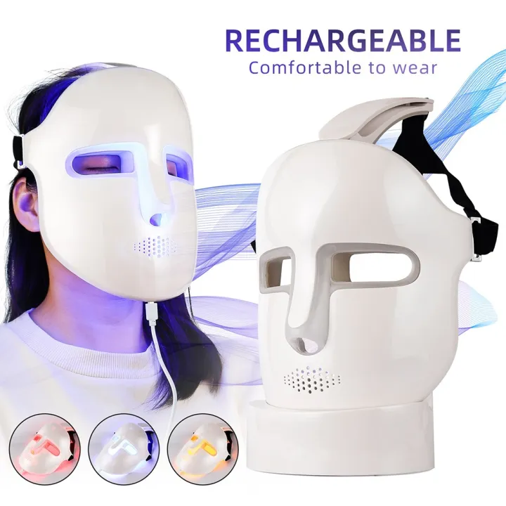 Liarty 3 Colors Facial Mask LED Face Light Therapy Rechargeable Skin ...