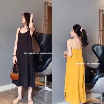 Mặc đẹp Váy xòe midi vải đũi thái (Số 36) Thời Trang Thủy - YouTube