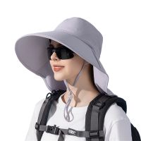 Women Summer Bucket Hat With A Ponytail Hole Lady Sun Protection Hiking Cap With Neck Shawl Outdoor Beach Wide Brim Headgear New