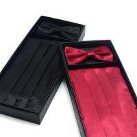 Classic Red Kids Tuxedo Formal Cummerbund Sets with Elastic Mens Gift Set Bowtie Hankie Sash Wide Ceremonial Belt Adjustable Boys Clothing