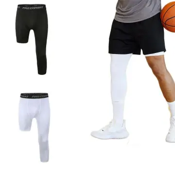 Men Base Layer Exercise Trousers Compression Running Tight Sport Cropped One  Leg Leggings Basketball Football Yoga Fitness Pants