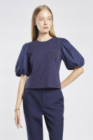 ESPADA เสื้อทีเชิ้ตแขนทรงบอลลูน ผู้หญิง สีน้ำเงินเข้ม | Balloon Sleeve Tee Shirt | 04734