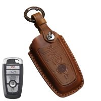 ที่ครอบเคสกุญแจรถยนต์หนังใส่กุญแจป้องกัน Fob สำหรับ Ford Mondeo Lincoln Aviator Navigator F150 Raptor Focus Keyring Bag