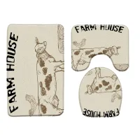 Animal Farm Cattle Cows Green Grassland 3 Pieces Toilet Cover Non Slip Mat Bath Rugs Seat Rug Accessories ​Bathroom Decor