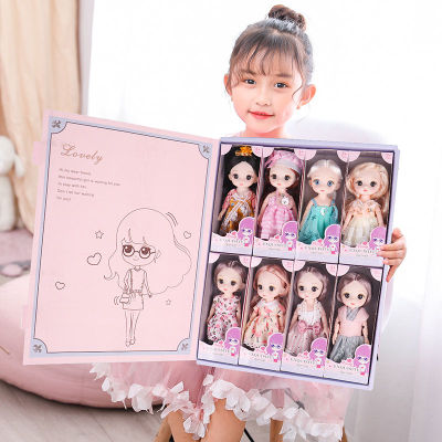 8pcs Set BJD 16cm Dolls with Clothes Dress Up BJD Doll Girl Toy Bjd Doll Full Set Birthday Gift for Girls
