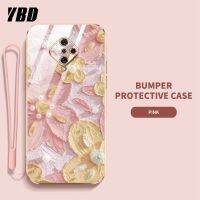 YBDเคสสำหรับโทรศัพท์ดีไซน์ใหม่ Vivo S1 S1 Pro โปรเคสชุบน้ำมันเคสลายดอกไม้เคสแถมฟรีสายคล้อง