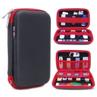 GHKJOK Carry External Hard Drive Case Organiser Small, Multiple USB Sticks, Memory Cards, Cables &amp; Smart Mobile Phone Cables