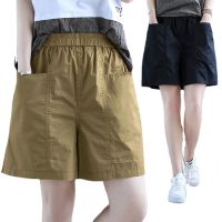 100% Cotton] Shorts Womens Summer Outer Wear High Waist Cover The Thighs To Show Thin All-match Loose Five Points Casual Wide-leg Pants