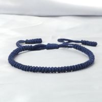 Fashion Men Adjustable Braided Bracelets Navy Blue Green Thread Handmade Knot Rope Bangles Tibetan Buddhist Jewelry For Women Charms and Charm Bracele