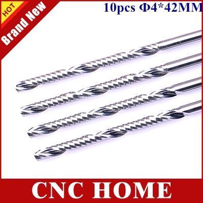 10pcs 4MM * 42MM One Flute Carbide Milling Cutter เครื่องมือ CNC End Mills Single Spiral Flute CNC Router Bit สําหรับไม้ MDF Acrylic