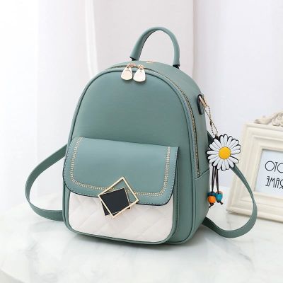 Small female 2021 new tide fashion shoulder his backpack multi-purpose soft leather handbag backpack student packet