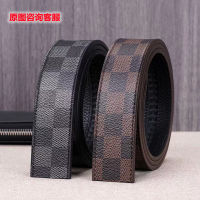Gifts DonkeyS Classic Old Flower Belt Leather High -End Business Chessboard Grid Gold Buckle Silver Deduction