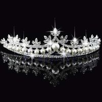 xi*Bridal Princess Rhinestone Pearl Crystal Hair Tiara Wedding Veil Headband Crown
