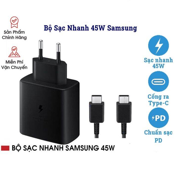 Bộ Sạc Nhanh 45W (Super Fast Charging) Samsung Note 10 Plus/S20 Ultra Plus  5G/Note 20/Note 20 Ultra  