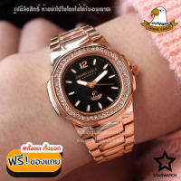 GRAND EAGLE นาฬิกาข้อมือสุภาพสตรี สายสแตนเลส รุ่น AE134Lเพชร - PINKGOLD/BLACK