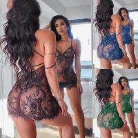 2022 Porno Nightwear Womans Sexy Lingerie Set V-neck Halter Lace One-piece Dress Thong-A Womens Underwear Sleepwear Couple