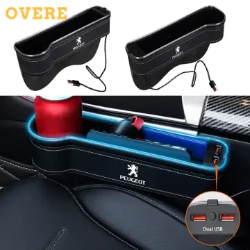 Dual Usb Charging Car Crevice Storage Box Colorful Led Seat Gap