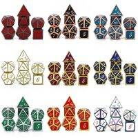 7 ชิ้น / ชุดลูกเต๋าโลหะ D4 D6 D8 D10 D% D12 D20 สำหรับ DND RPG เกมกระดาน