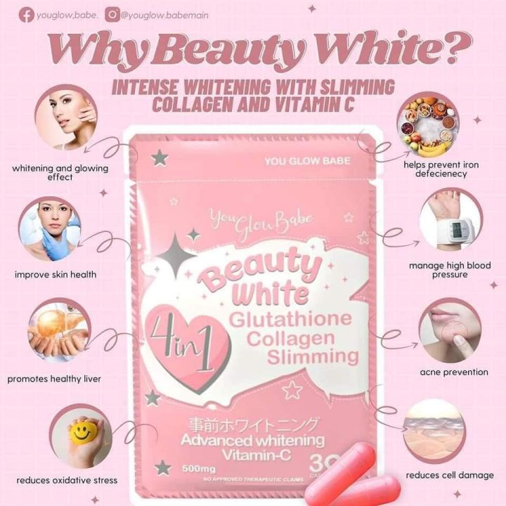 You Glow Babe Glutathione Beauty White 4 In 1 Intense Whitening Slimming Collagen And Vitamic