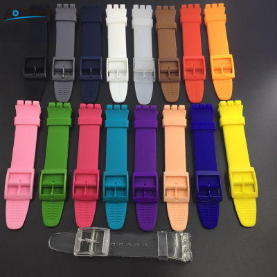 Aotelayer 16มิลลิเมตร17มิลลิเมตร19มิลลิเมตร20มิลลิเมตรที่มีสีสันซิลิโคนอ่อนนุ่มสายนาฬิกาข้อมือสำหรับ SwatchWatch ยางแทนที่สร้อยข้อมือสายรัดวงอุปกรณ์เสริมสีดำ