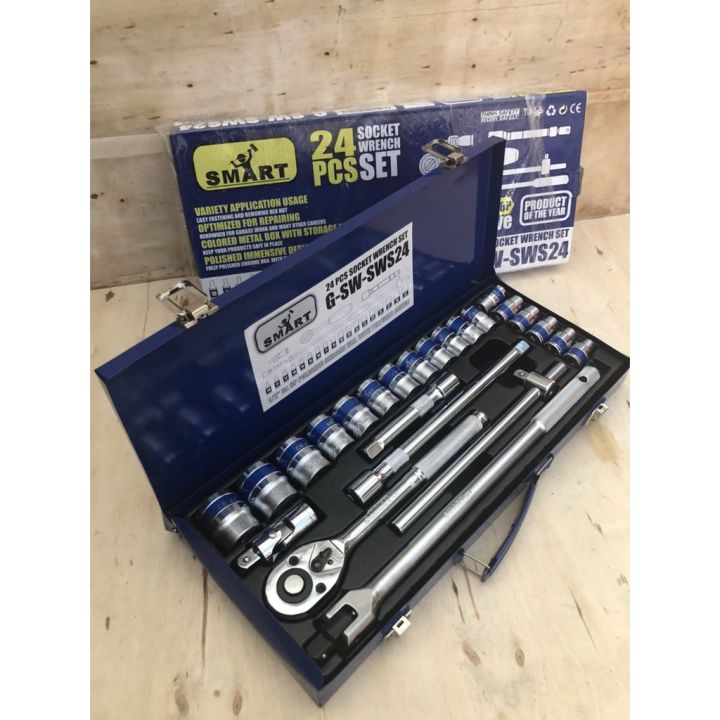 โปรแรง-โค้ดinc3lel3ลด30บล็อกชุด-1-2-นิ้ว-24-pcs-socket-wrench-set-ยี่ห้อ-smart-รุ่น-g-sw-sws24-สุดคุ้ม-ประแจ-ชุด-ประแจ-ประแจ-แหวน-ประแจ-บล็อก