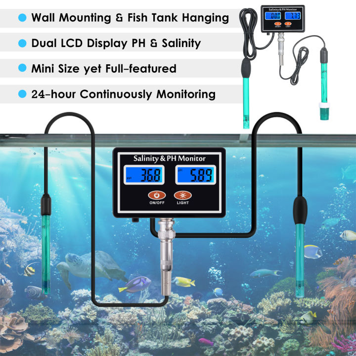 2-in-1-ph-salinity-water-quality-monitor-multi-functional-ph-amp-salinity-monitor-meter-sea-water-salinity-monitor-ph-water-quality-tester-dual-lcd-display-with-green-backlight