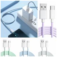 AARONA USB C ทอผ้า66W สายชาร์จเร็ว66W 6A Colourful สานสายข้อมูลแบบถัก66W นุ่มสายเคเบิลข้อมูลเคลื่อนที่ประจุโทรศัพท์มือถือ