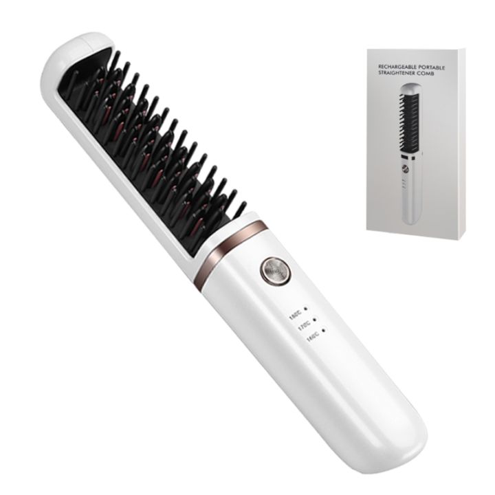 Cordless Hair Straightener Brush Electric Blow Rotating Hot Air Comb For Curler Straightener 