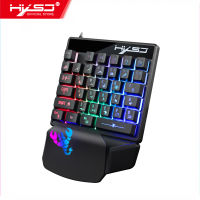 HXSJ V400 One-Handedคีย์บอร์ดเกมคีย์บอร์ดสตรีมมิ่งสีRGB Ergonomicที่พักมือสีดำ