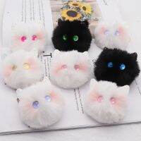 【LZ】♤  Artificial Mink Pompom bola Keychain para mulheres pó bonito Blush gato pingente encantos do saco chaveiro do carro 8x15cm