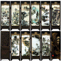 Chinese Vintage Landscape By Zhang Daqian Wooden Lacquer 6 Pieces Folding Screen